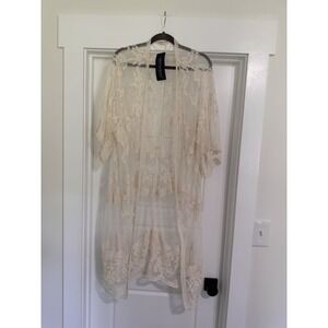 Anna-Kaci Floral Crochet‎ Lace Cardigan Women Sheer Boho OS